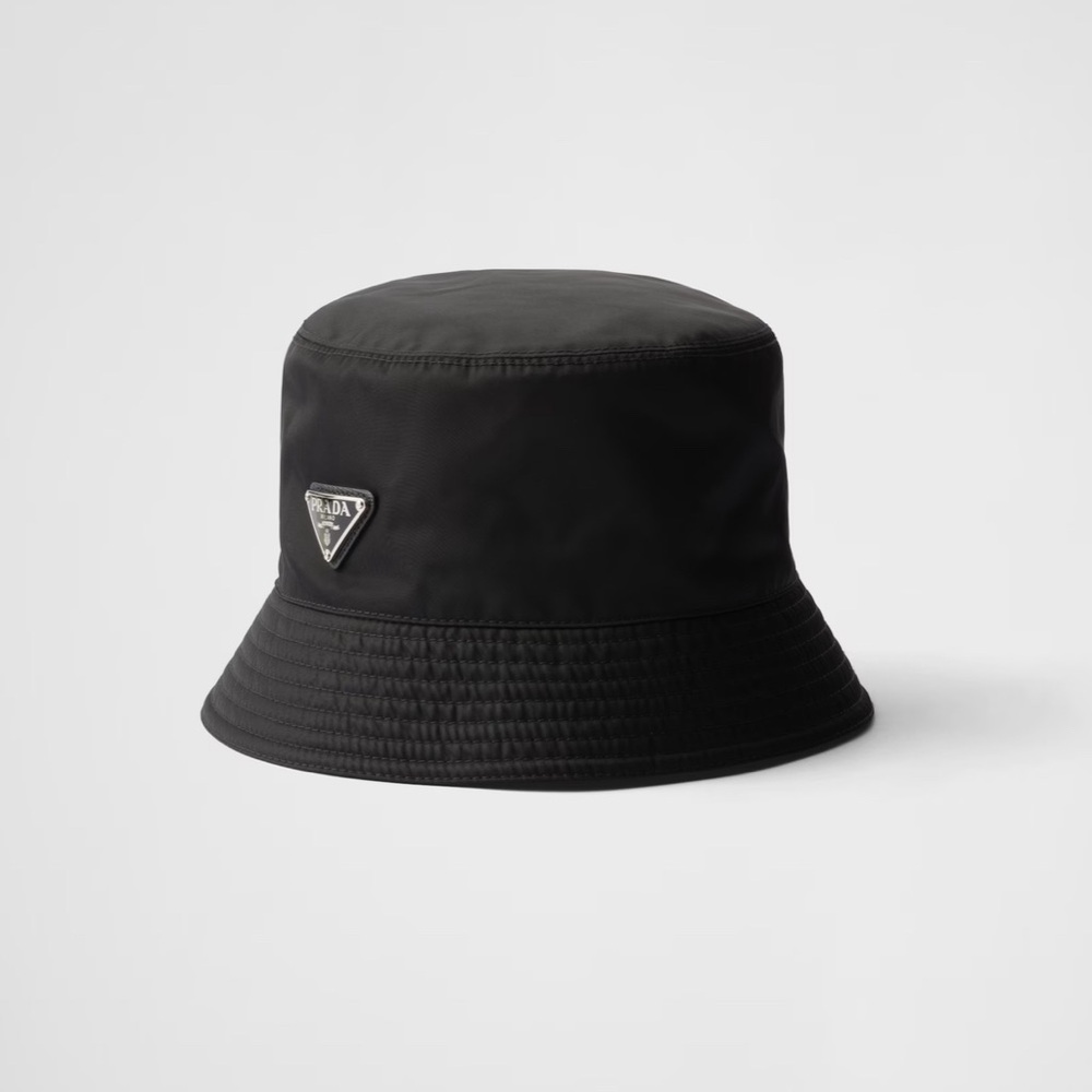 Black Unisex Prada Bucket Hat